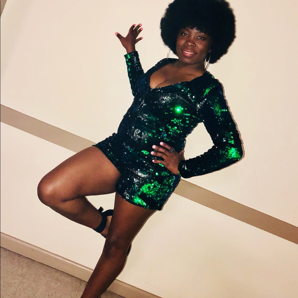 Green Sequin Romper